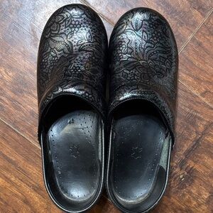 Dansko Black Patterned Clogs
